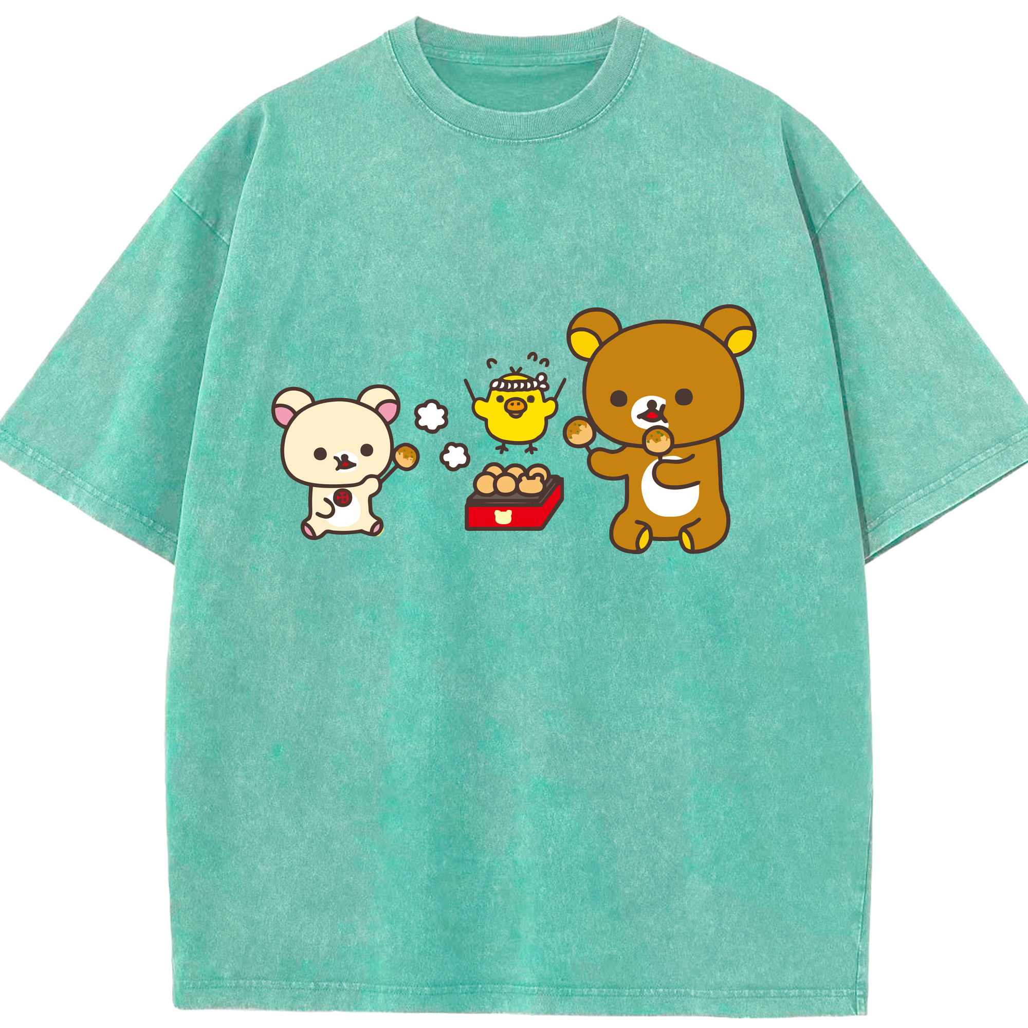 （画像用） リラックマ リラックマ キイロイトリ Rilakkuma Korilakkuma Kiiroitori 綿100% ヴィンテージ風 半袖Tシャツ（フロントプリント）